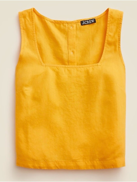 J. Crew Tops - J.Crew Juicy Orange Linen Square-Neck cropped Tank NWOT